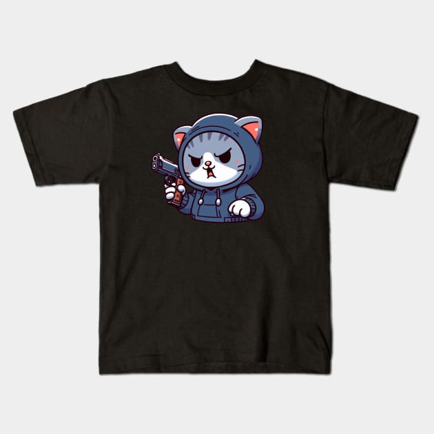 Gangster Cat Kids T-Shirt by Yaydsign